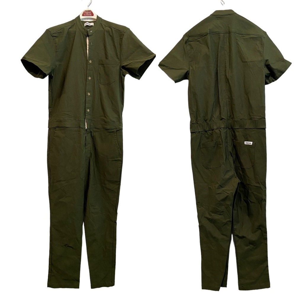 Mens Romphim one piece romper utility khaki green. Sz large.  NWOT.